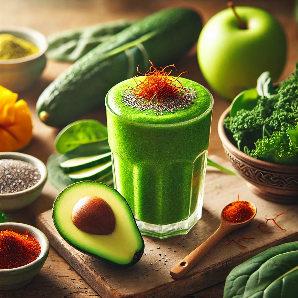 Smoothie Santé pour les Yeux : Recette Nutritive avec Safran, Kale et Épinards