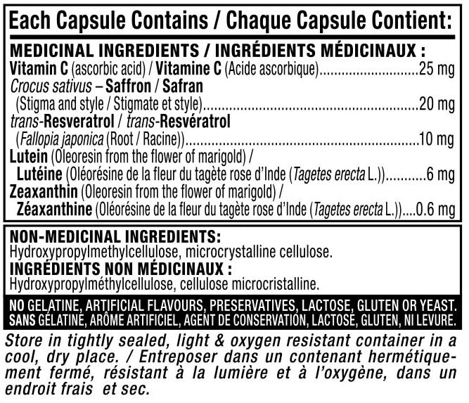 Saffron 2020-PRO Suppléments des yeux AMD-PERSAVITA CANADA