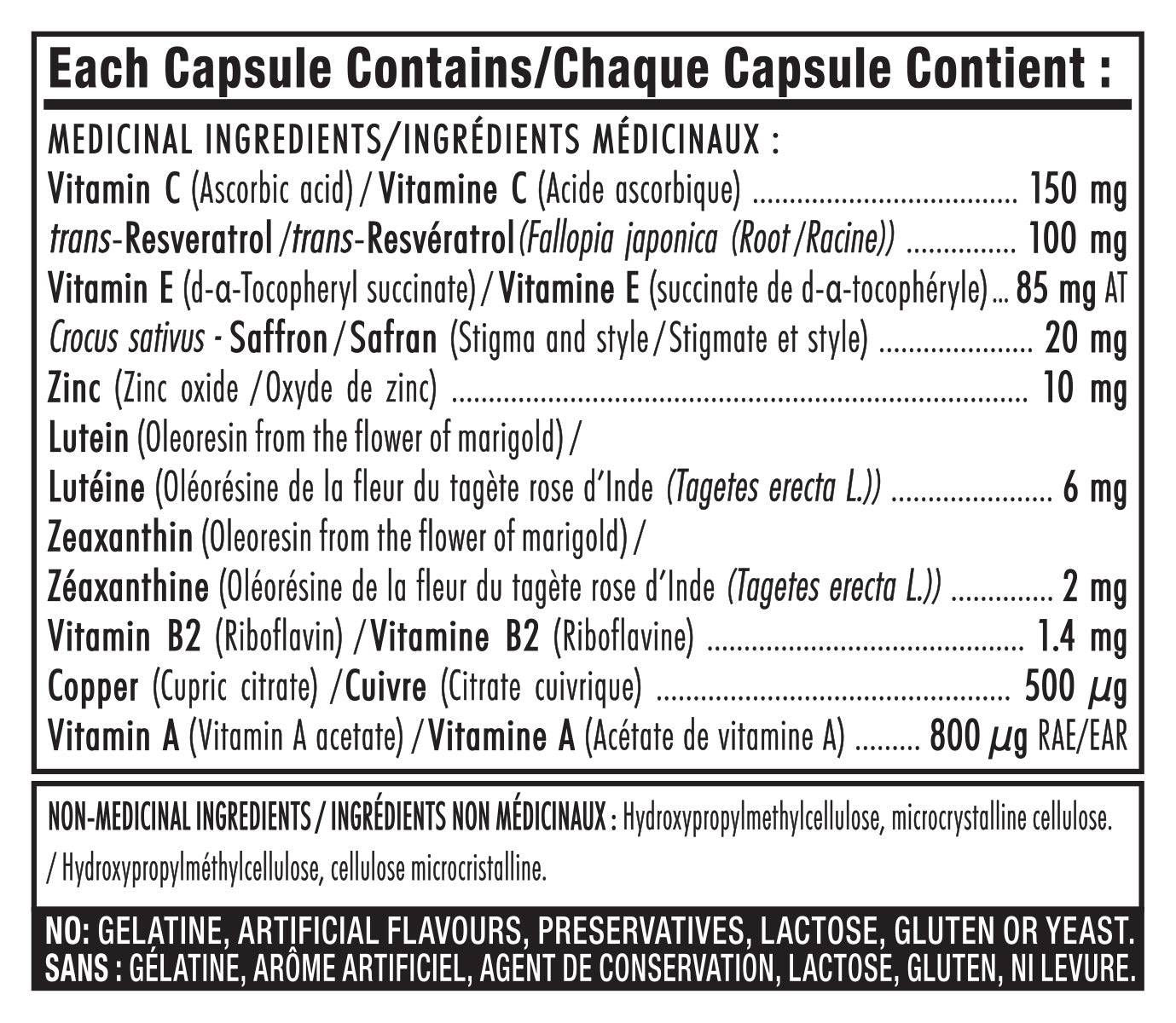 Saffron 2020 Supplément contre la dégénérescence des yeux-PERSAVITA CANADA