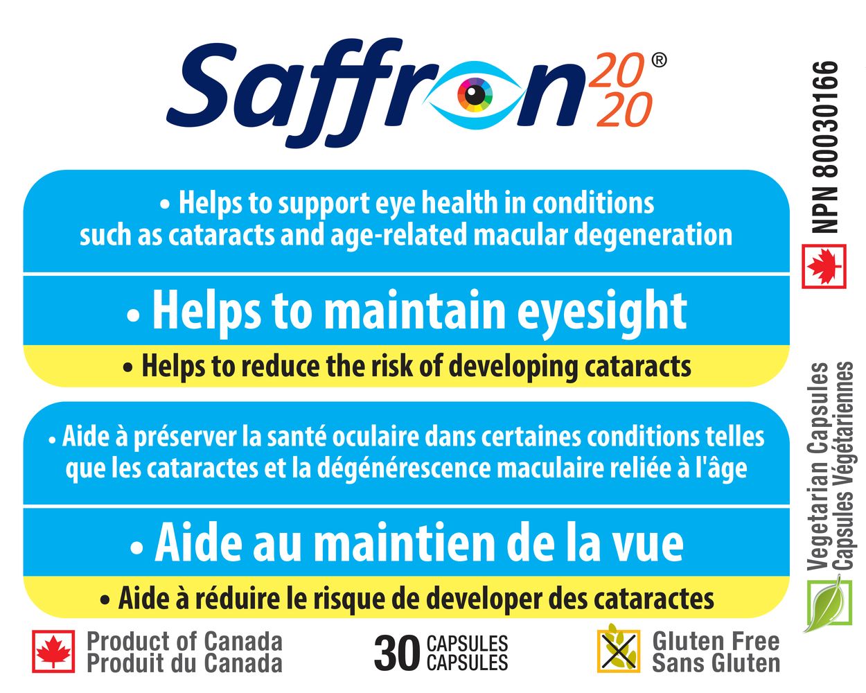 Saffron 2020 Supplément contre la dégénérescence des yeux-PERSAVITA CANADA