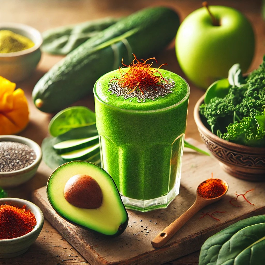 Eye-Healthy Kale & Spinach Smoothie with Saffron