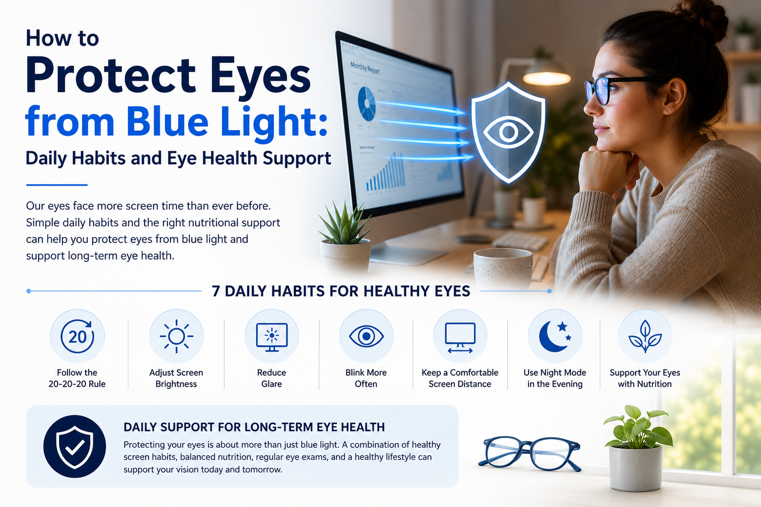 How to Protect Eyes from Blue Light: Daily Habits and Eye Health Support